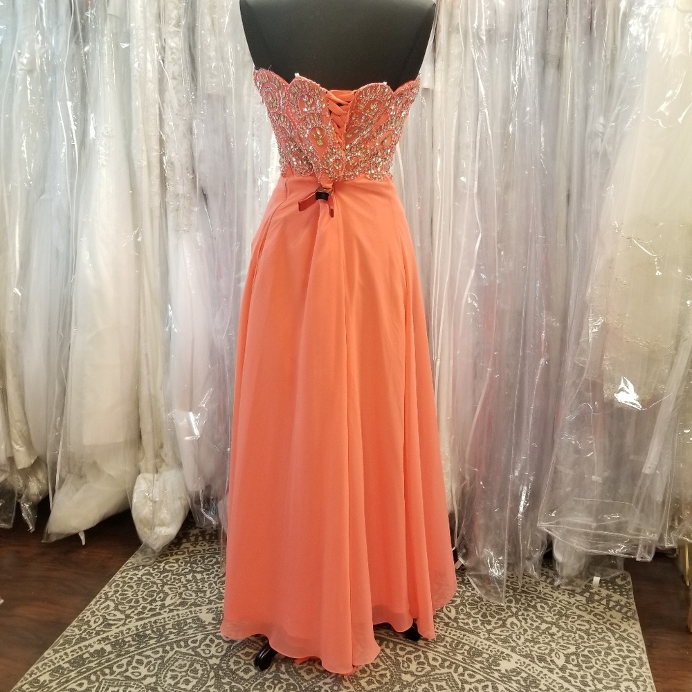 Coral Layered Chiffon Dress - Picture 3 of 5